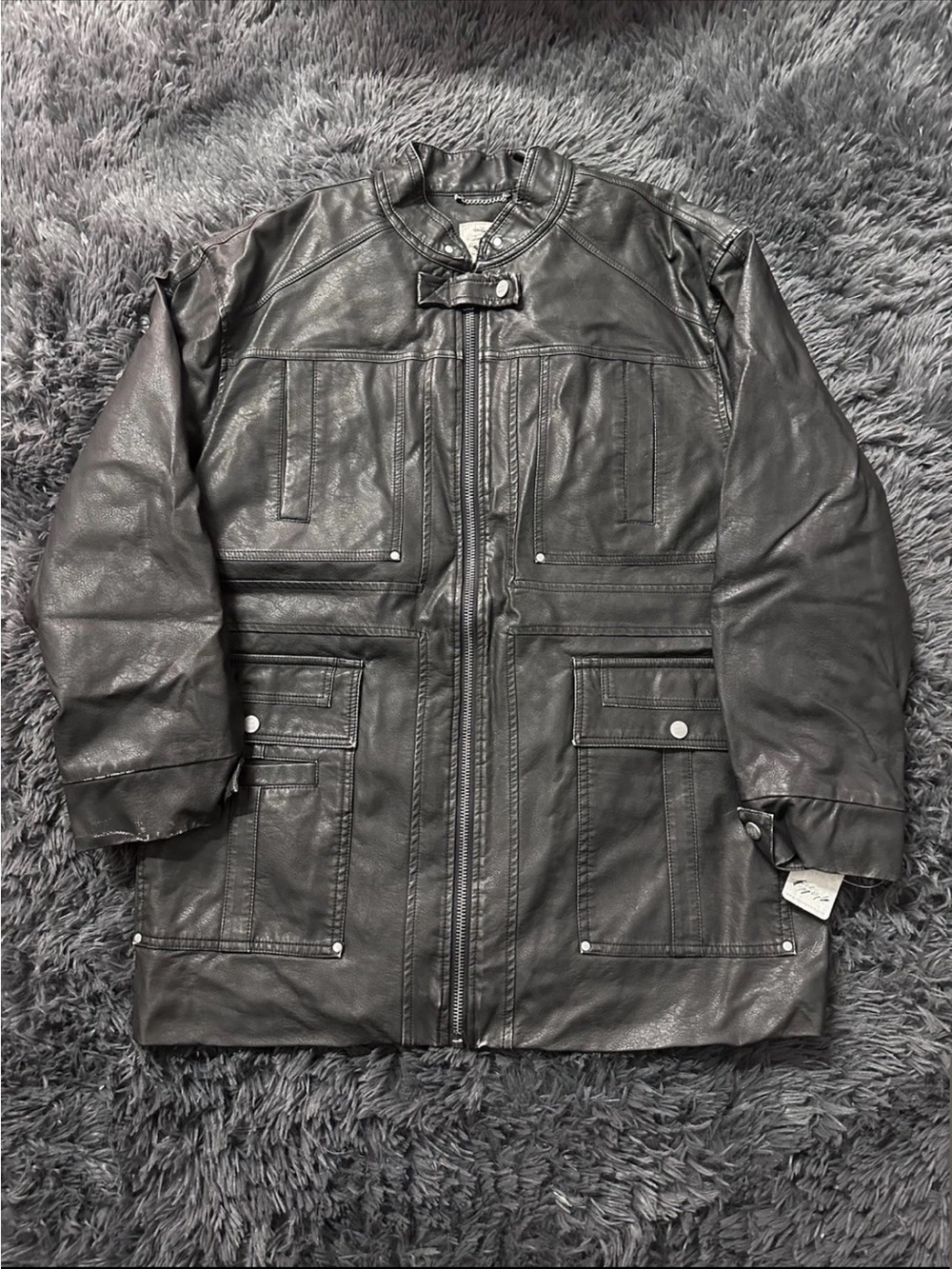 We The Free People All About That Moto Jacket Vegan Leather Black Medium NWT